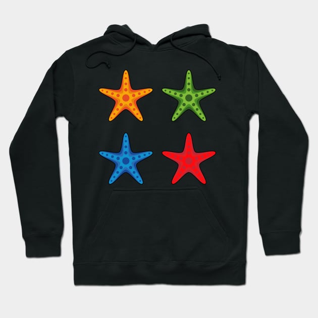 Cute Colorful Cartoon Starfish Set Hoodie by BirdAtWork